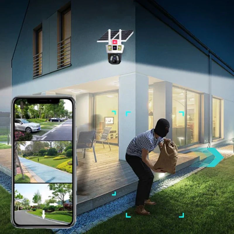 🔥vente à chaud🔥Caméra de surveillance solaire intelligente à 360° avec moniteur à triple écran - Image 6